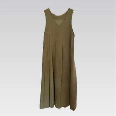 Retro one-piece dress, olive green, sleeveless, lo