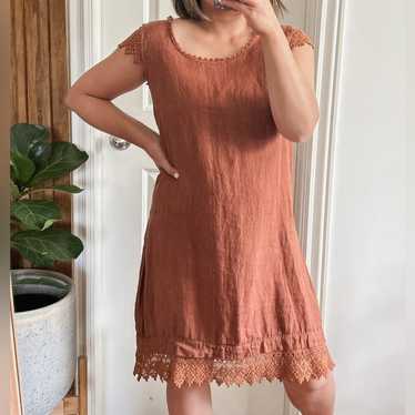 Italian linen crochet Slip Dress. Size M