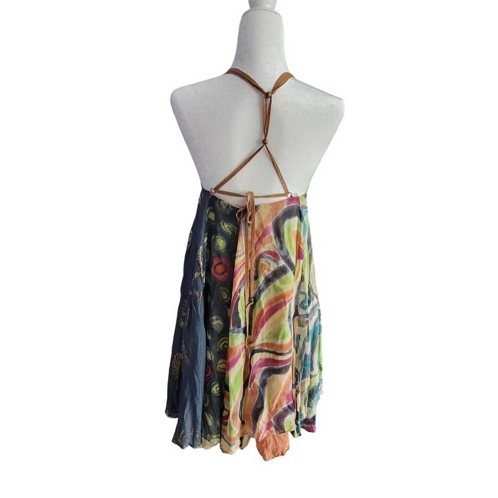 La Rok Multi Colored Silk Open Back Bohemian Dres… - image 3