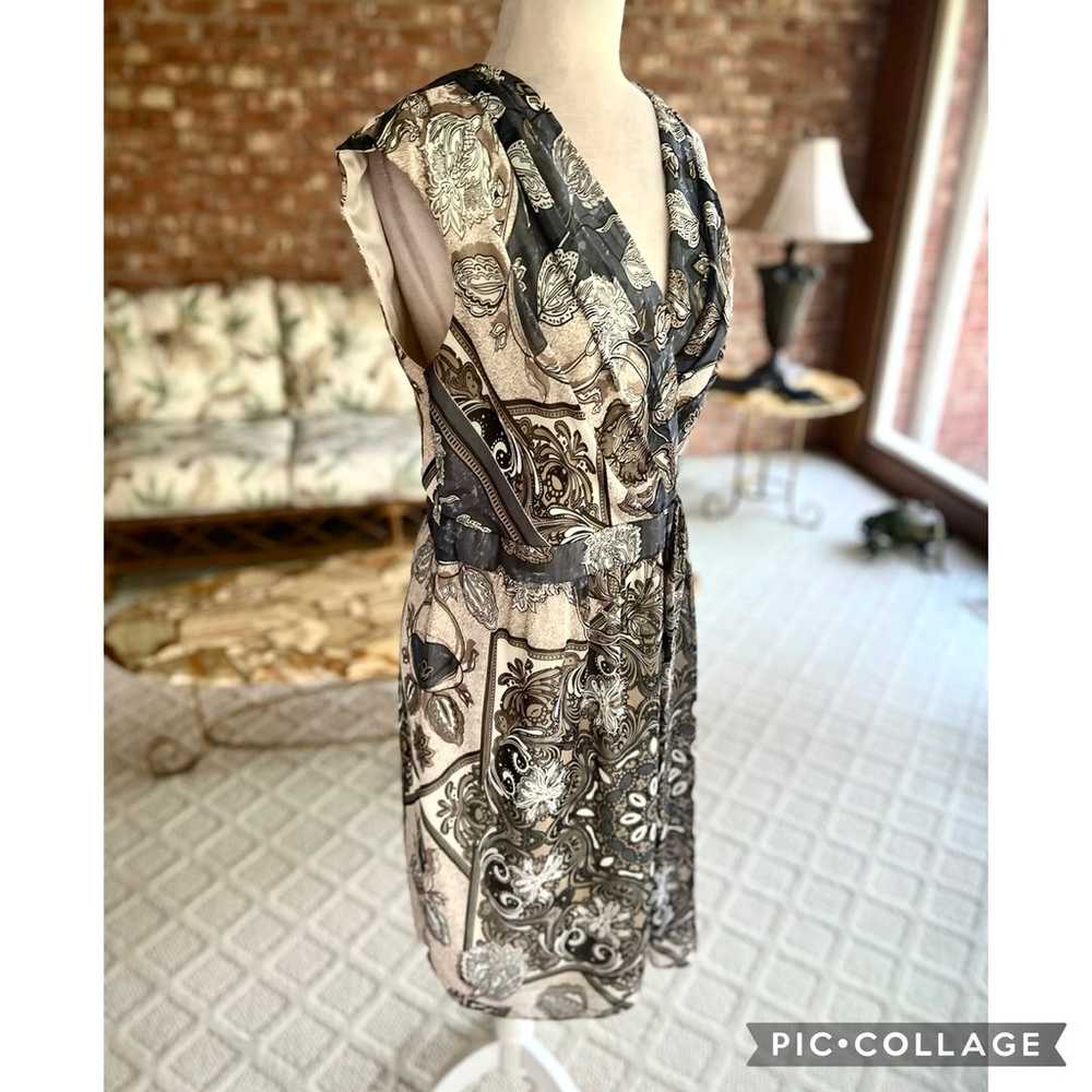 Donna Ricco Grey Beige Paisley Dress 12 - image 10