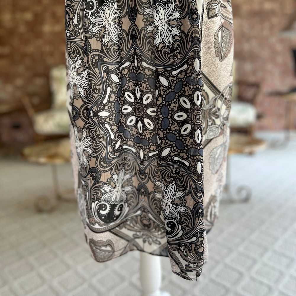 Donna Ricco Grey Beige Paisley Dress 12 - image 4