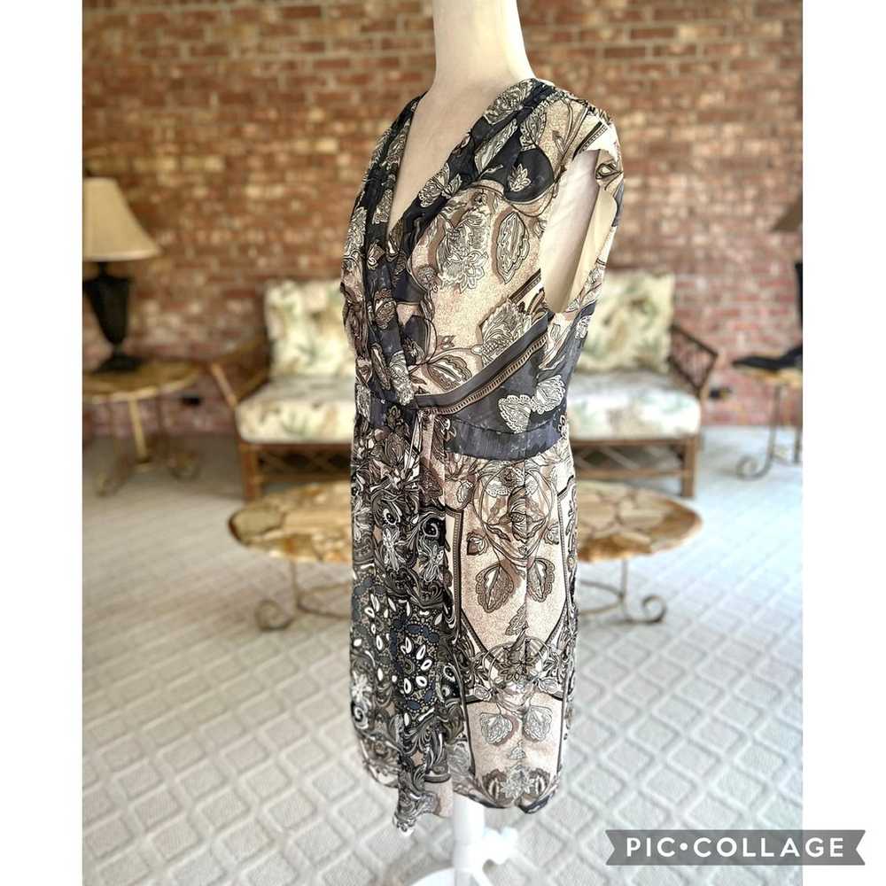 Donna Ricco Grey Beige Paisley Dress 12 - image 5