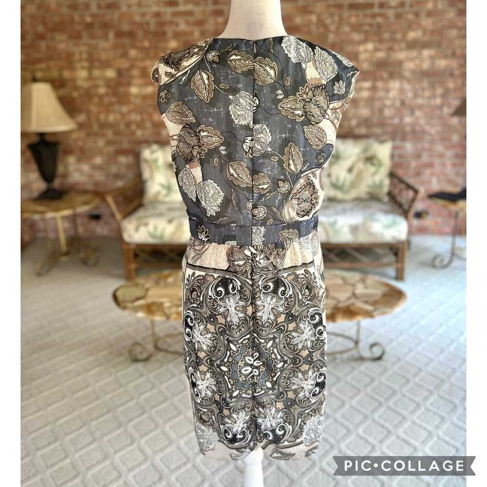 Donna Ricco Grey Beige Paisley Dress 12 - image 8