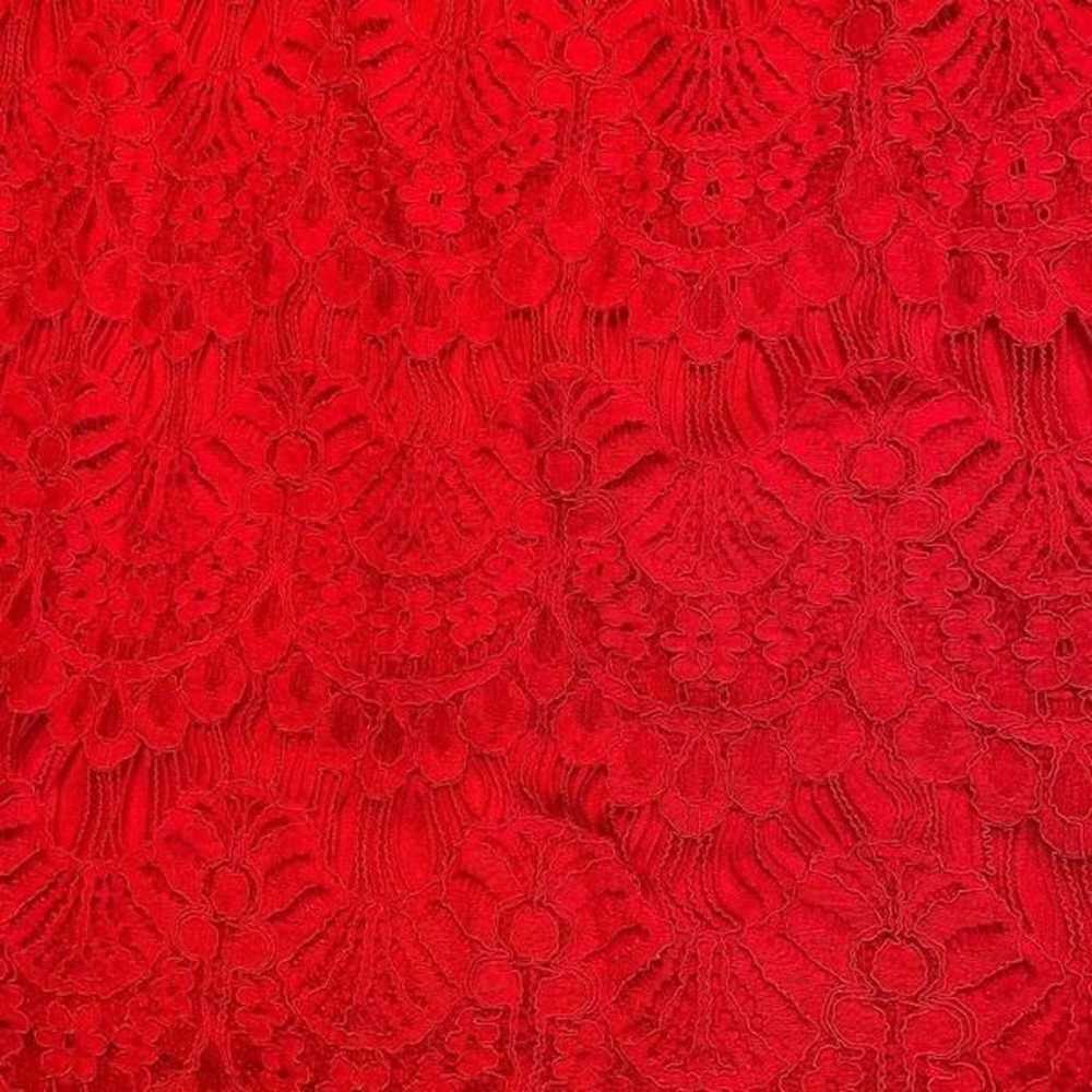 Red Lace Overlay Bodycon Dress (Size L) - image 7