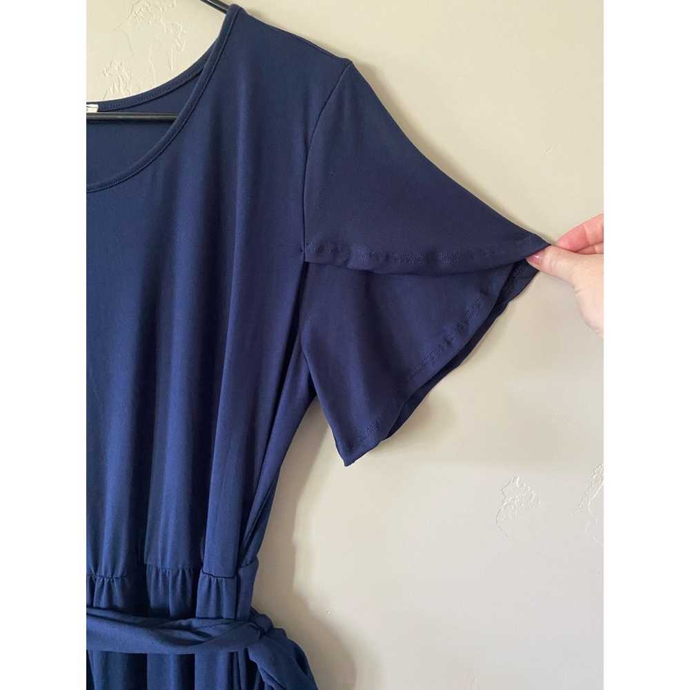 REB in J NWOT Navy Blue Tie Waist Midi Dress - image 3