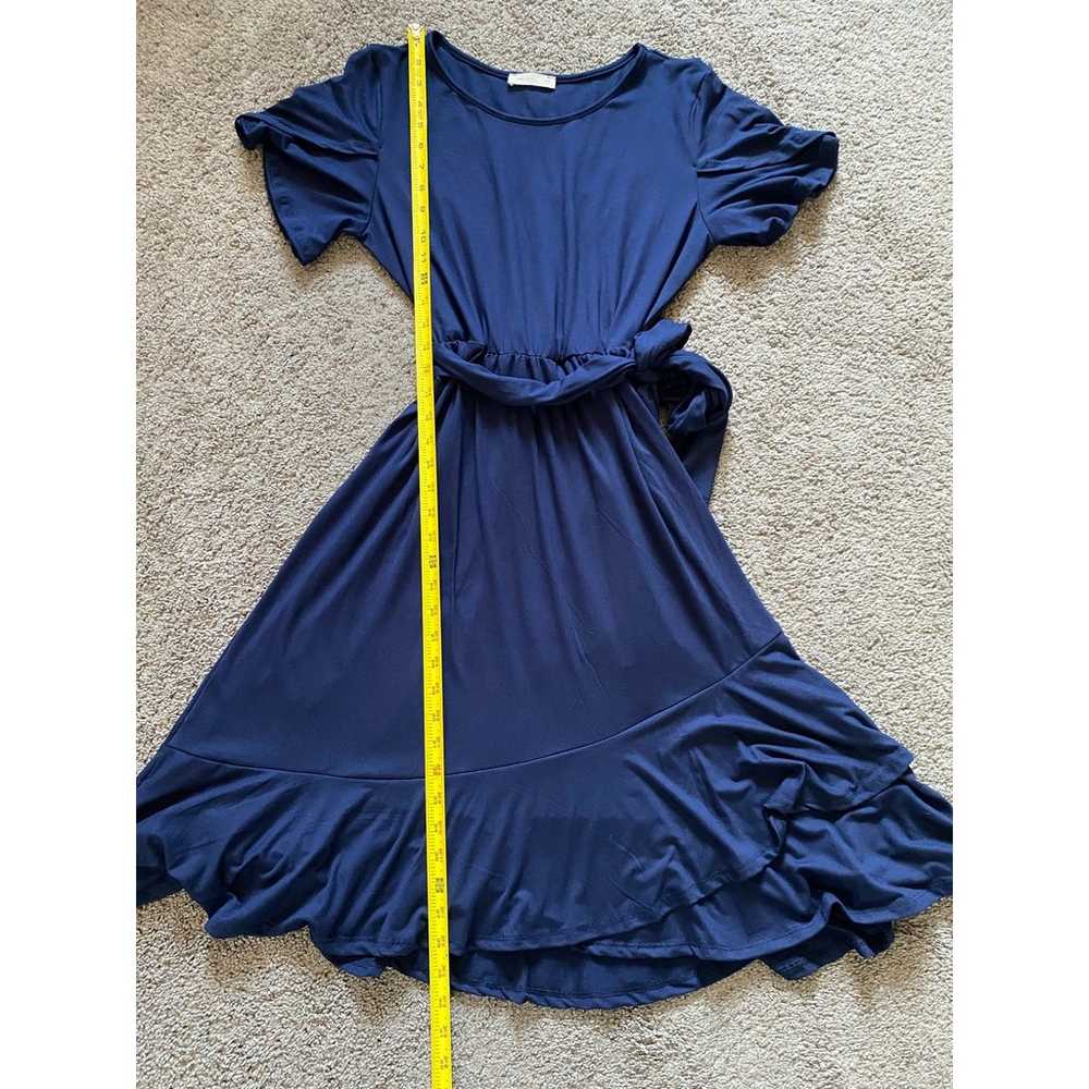 REB in J NWOT Navy Blue Tie Waist Midi Dress - image 9