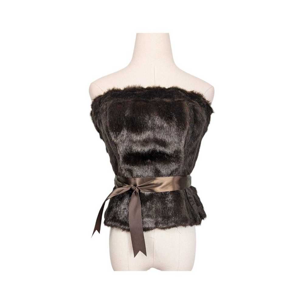 Vintage Y2K Bustier Strapless Top Faux Fur Tube B… - image 1