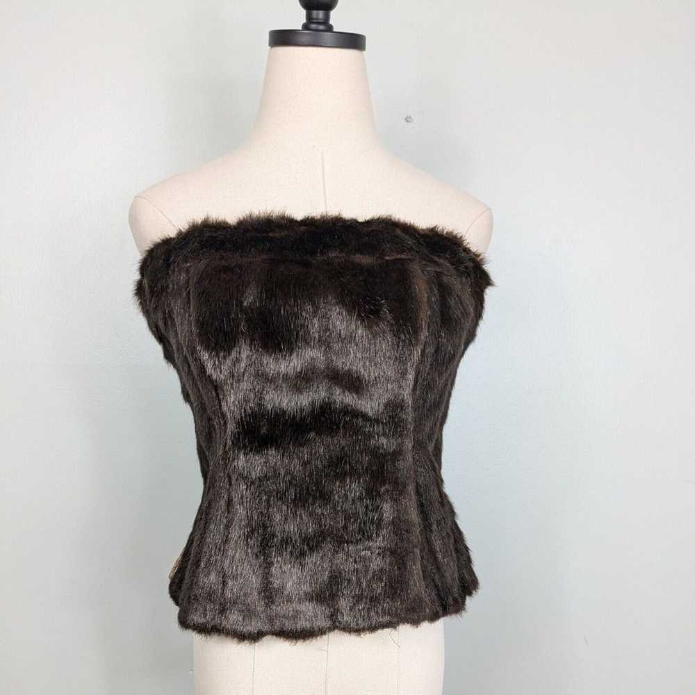 Vintage Y2K Bustier Strapless Top Faux Fur Tube B… - image 2