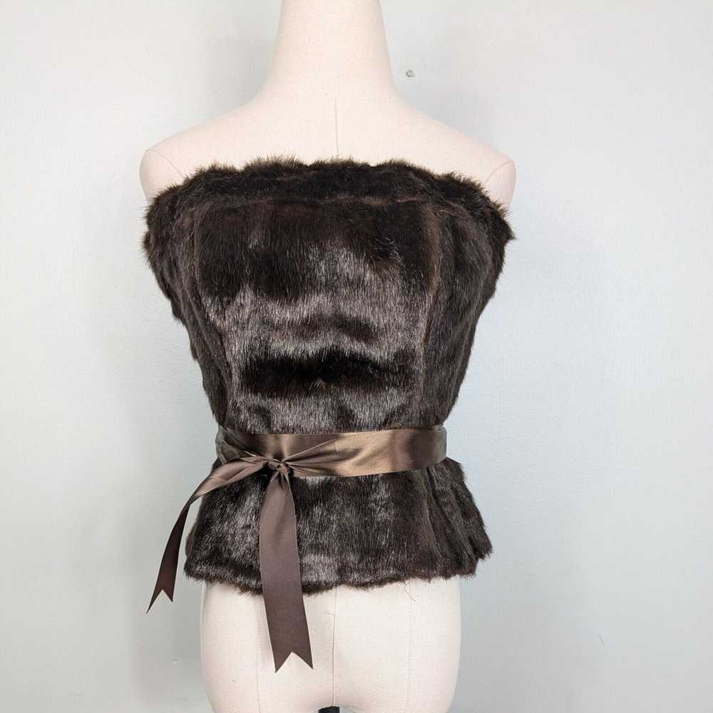 Vintage Y2K Bustier Strapless Top Faux Fur Tube B… - image 4