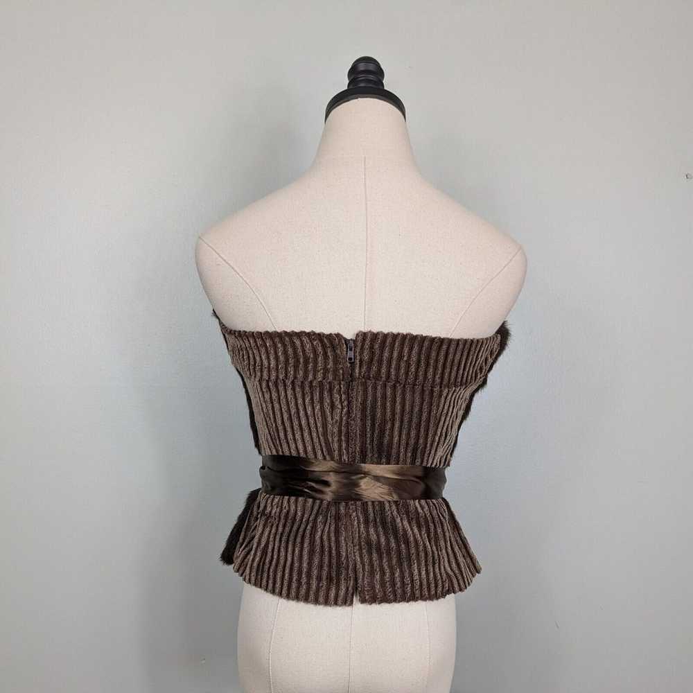 Vintage Y2K Bustier Strapless Top Faux Fur Tube B… - image 5