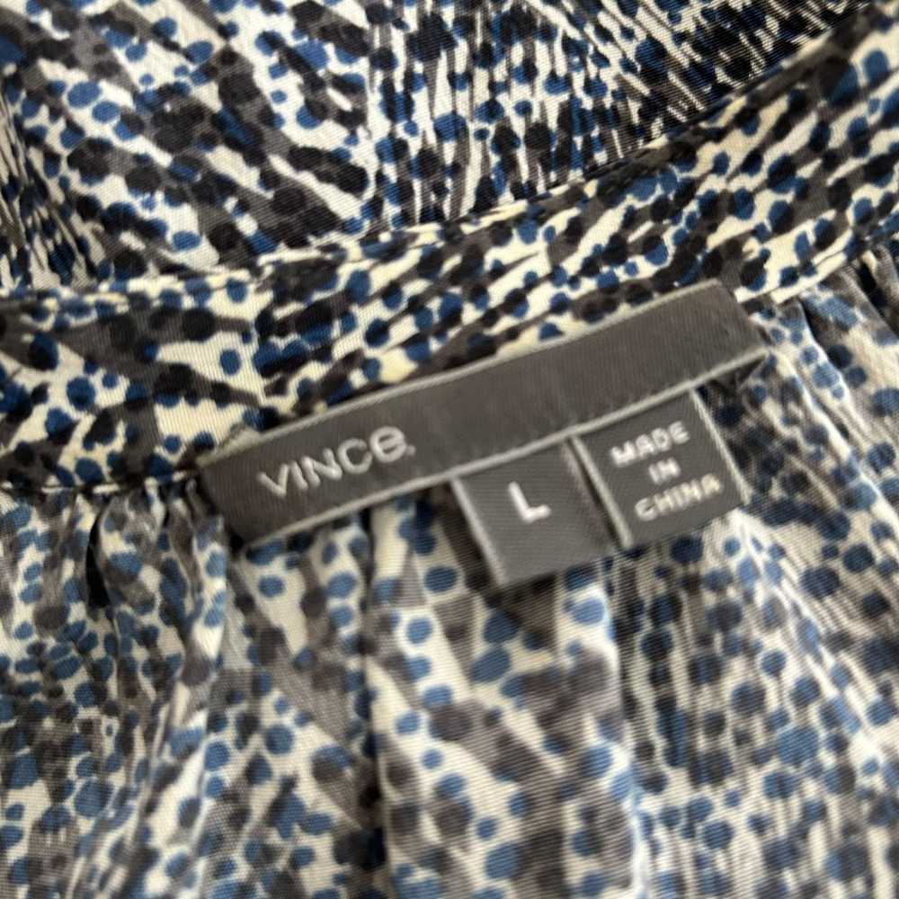 VINCE Womens Blue & White Printed 100% Silk Shift… - image 9