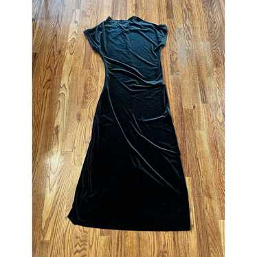 ZARA DRAPED VELVET MAXI DRESS SIZE LARGE GREEN