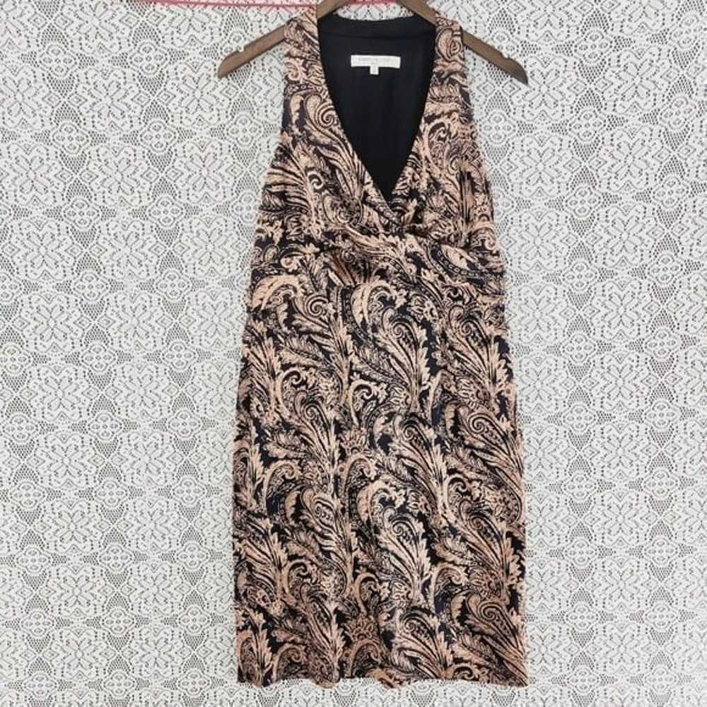 Evan Picone V wrap high neck paisley sheath dress… - image 1