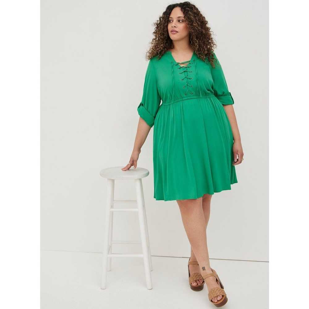 Torrid Plus Size 0X Mini Challis Lace-Up Shirt Dr… - image 1