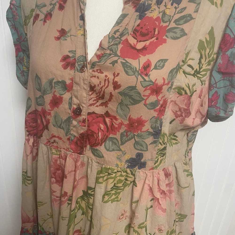 THML Anthropologie Boho Beige Floral Dress Womens… - image 3