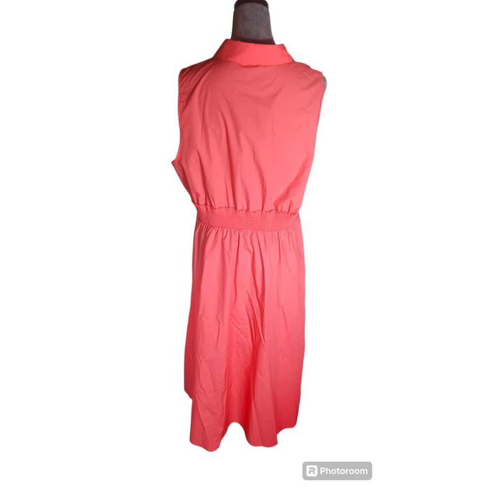 TALBOTS Solid Coral Sleeveless Elastic Waist Midi… - image 3