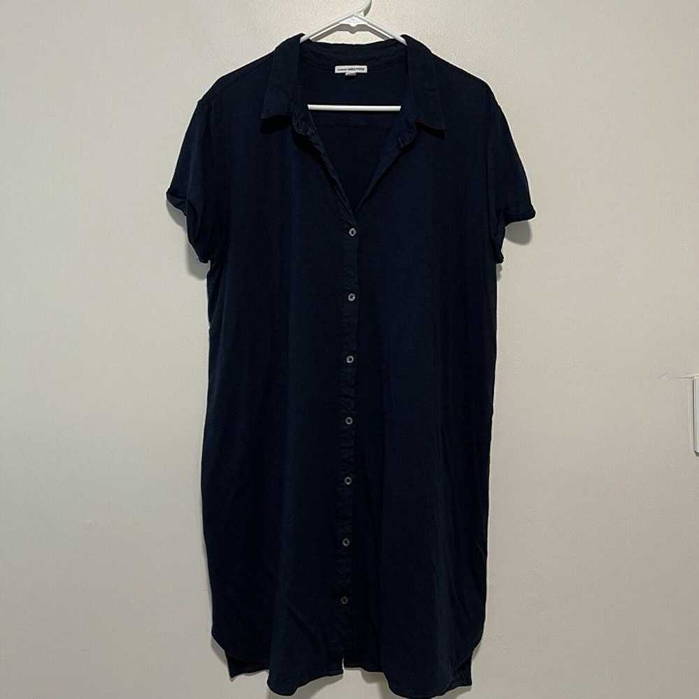 James Perse Navy Blue Button Front Shift Shirt Dr… - image 1