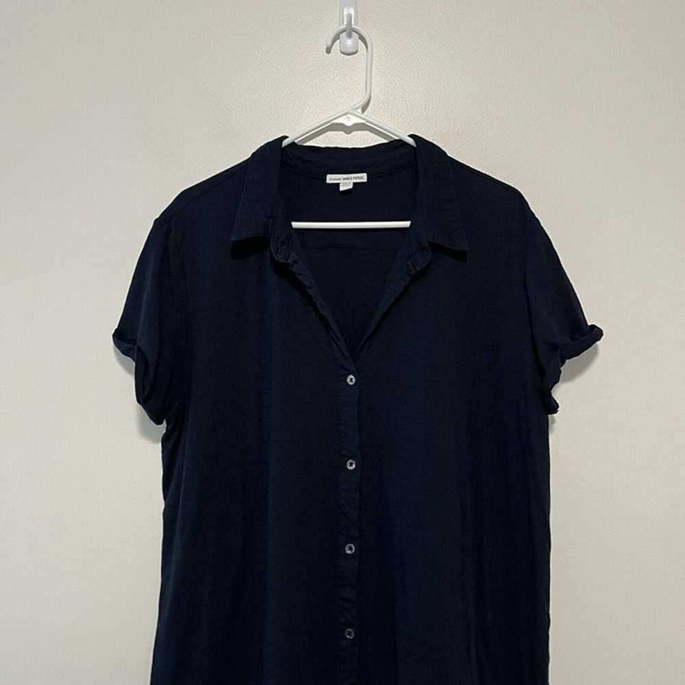 James Perse Navy Blue Button Front Shift Shirt Dr… - image 3