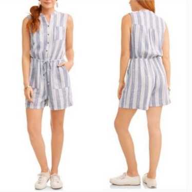 Kelly Renee Nautical Romper Size XL Linen Blend Ve