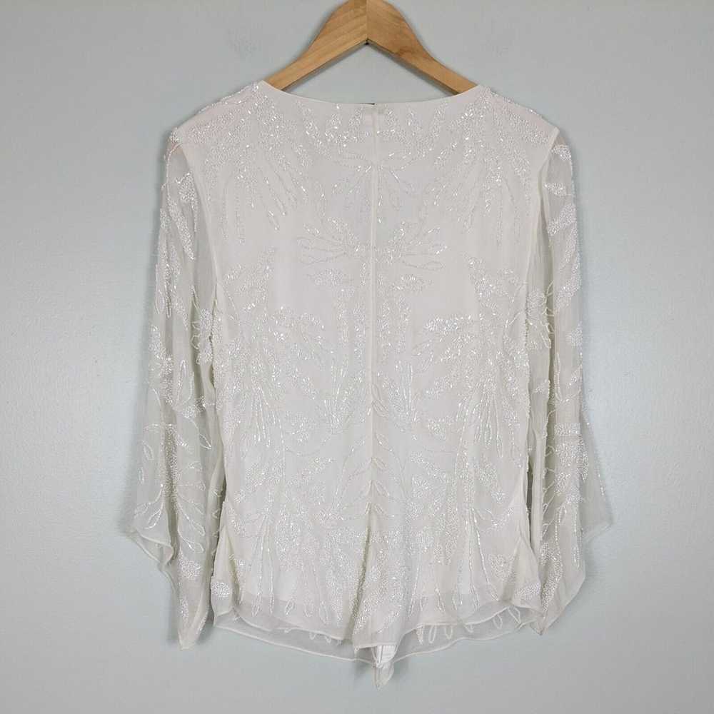 Chiffon Beaded Top Floral Fairy Off-White Cream B… - image 3