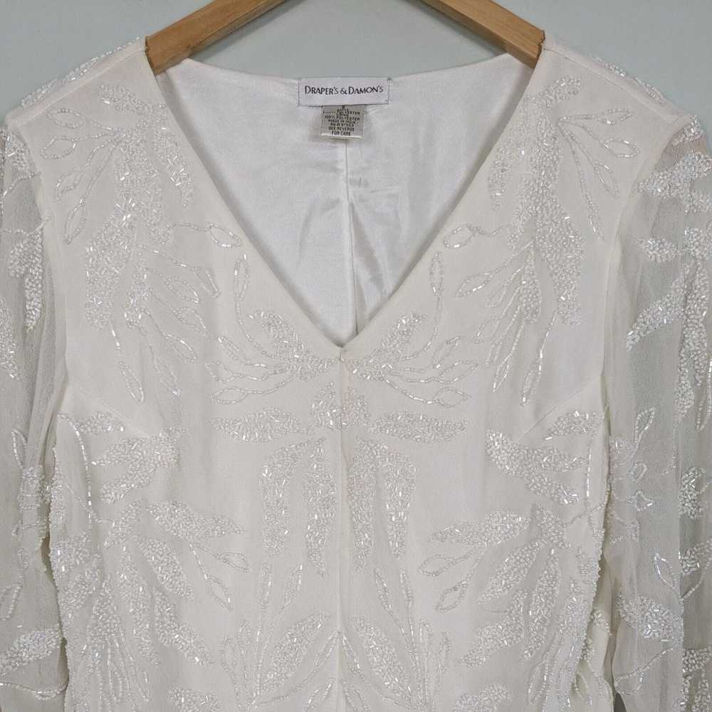 Chiffon Beaded Top Floral Fairy Off-White Cream B… - image 5