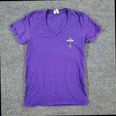 Crooks & Castles Purple Graphic Short Sleeve V Nec