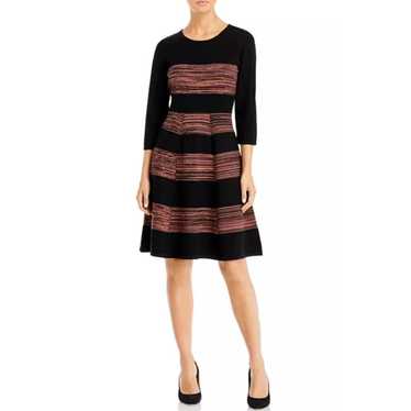 T Tahari Womens Black and Brown Space Dyed Stripes