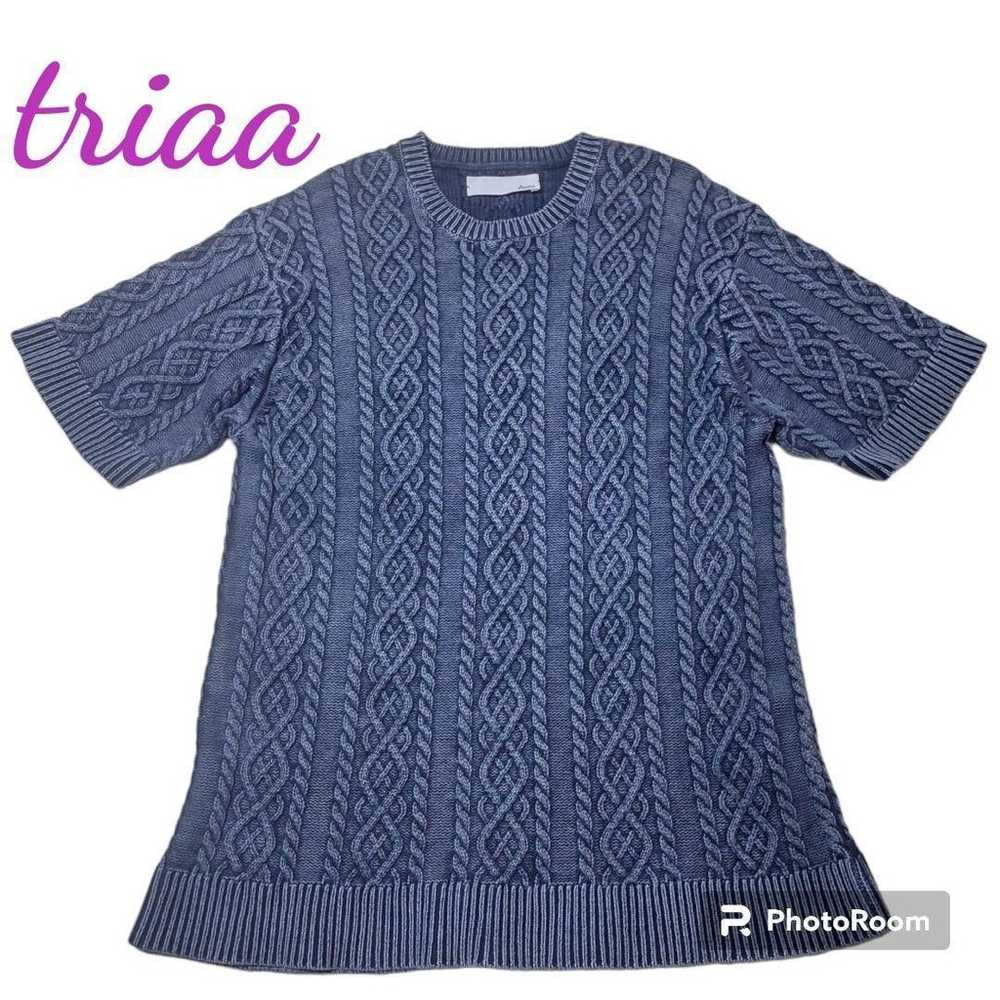 ☆ triaa ☆ Cable knit, Aran knit, short-sleeved, c… - image 1