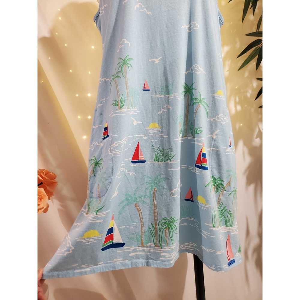 Lands End Sailboat Sleeveless Palm Tree Dress Siz… - image 5