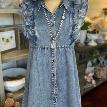 Heart Ruffle Denim Dress - image 1