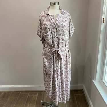 Sonoma Geometric Print Midi Shirt Dress Size XXL