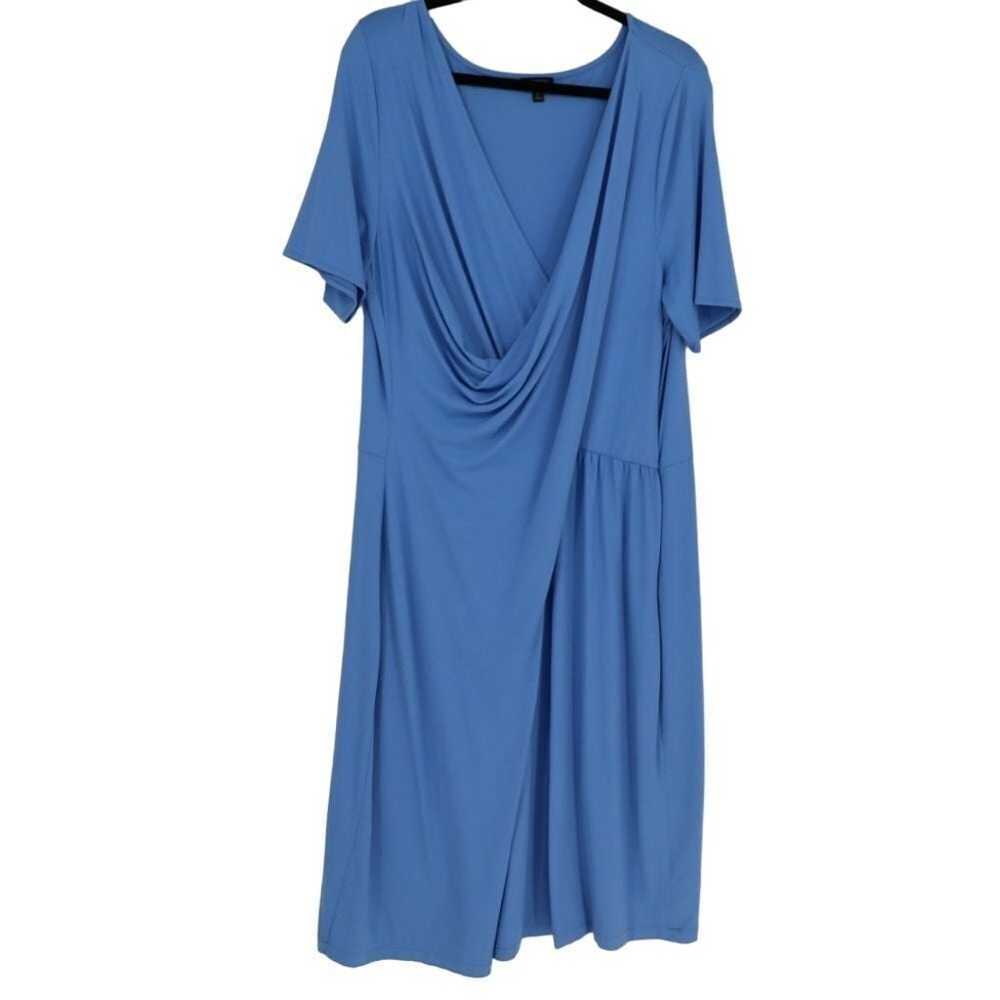 Talbots Women's Blue Faux Wrap Midi Dress Size 2X… - image 1