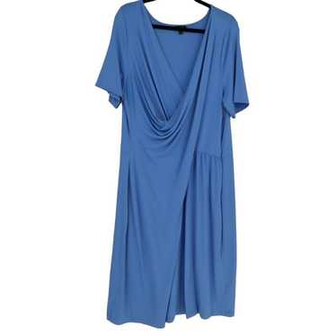 Talbots Women's Blue Faux Wrap Midi Dress Size 2X… - image 1