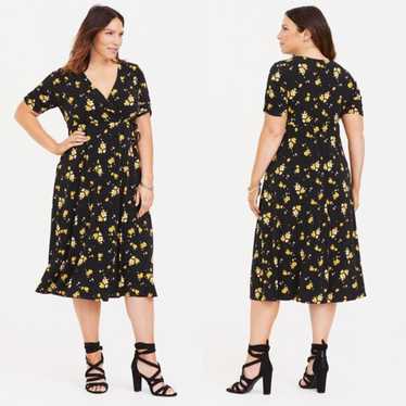 Torrid 2 Sunny Bloom Midi Studio Knit Wrap Dress … - image 1