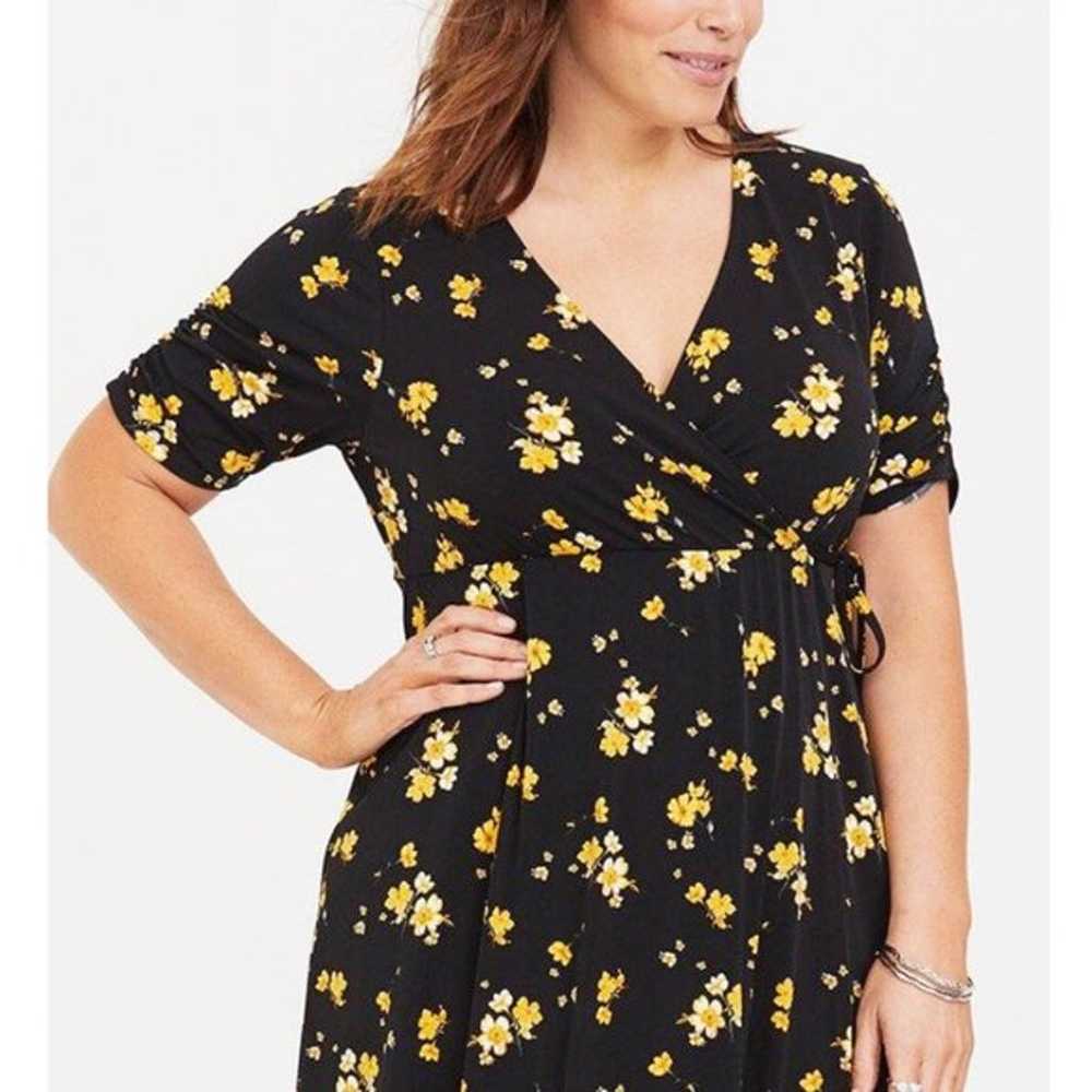 Torrid 2 Sunny Bloom Midi Studio Knit Wrap Dress … - image 3