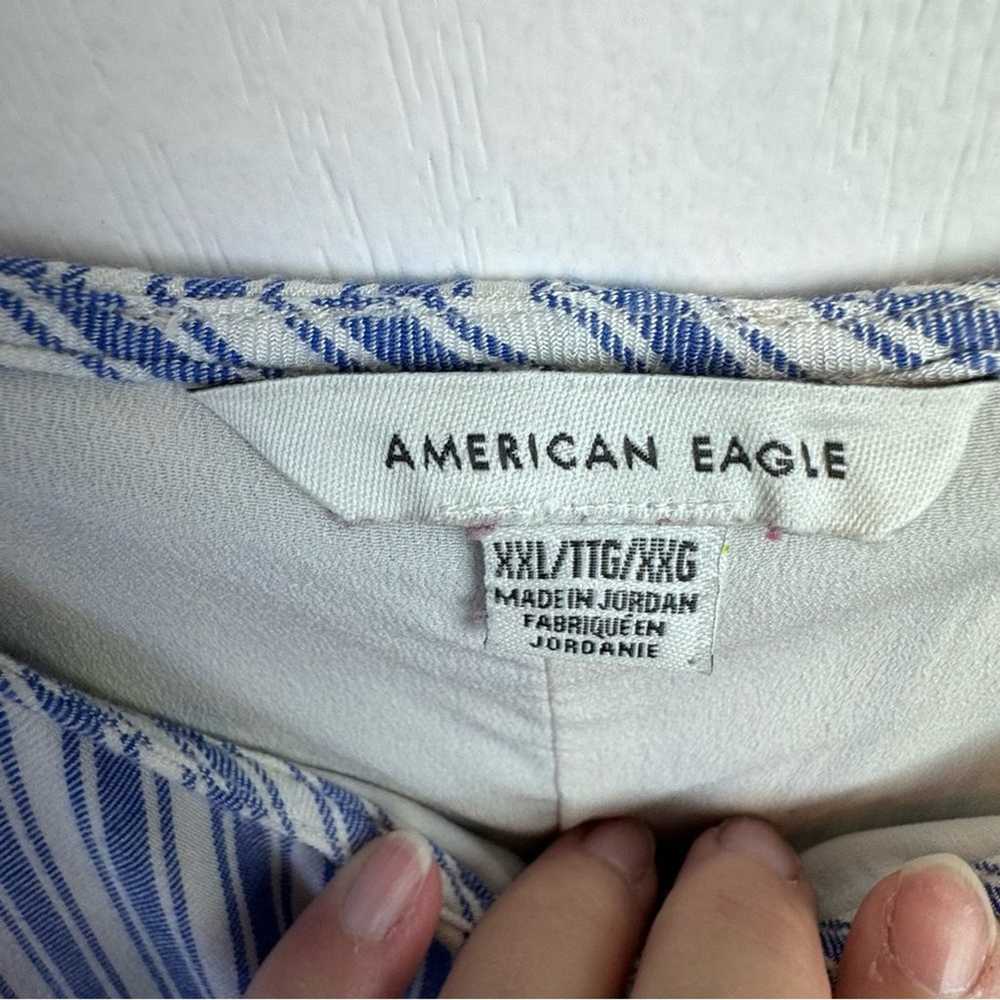 American Eagle Blue & White Striped Button Front … - image 10