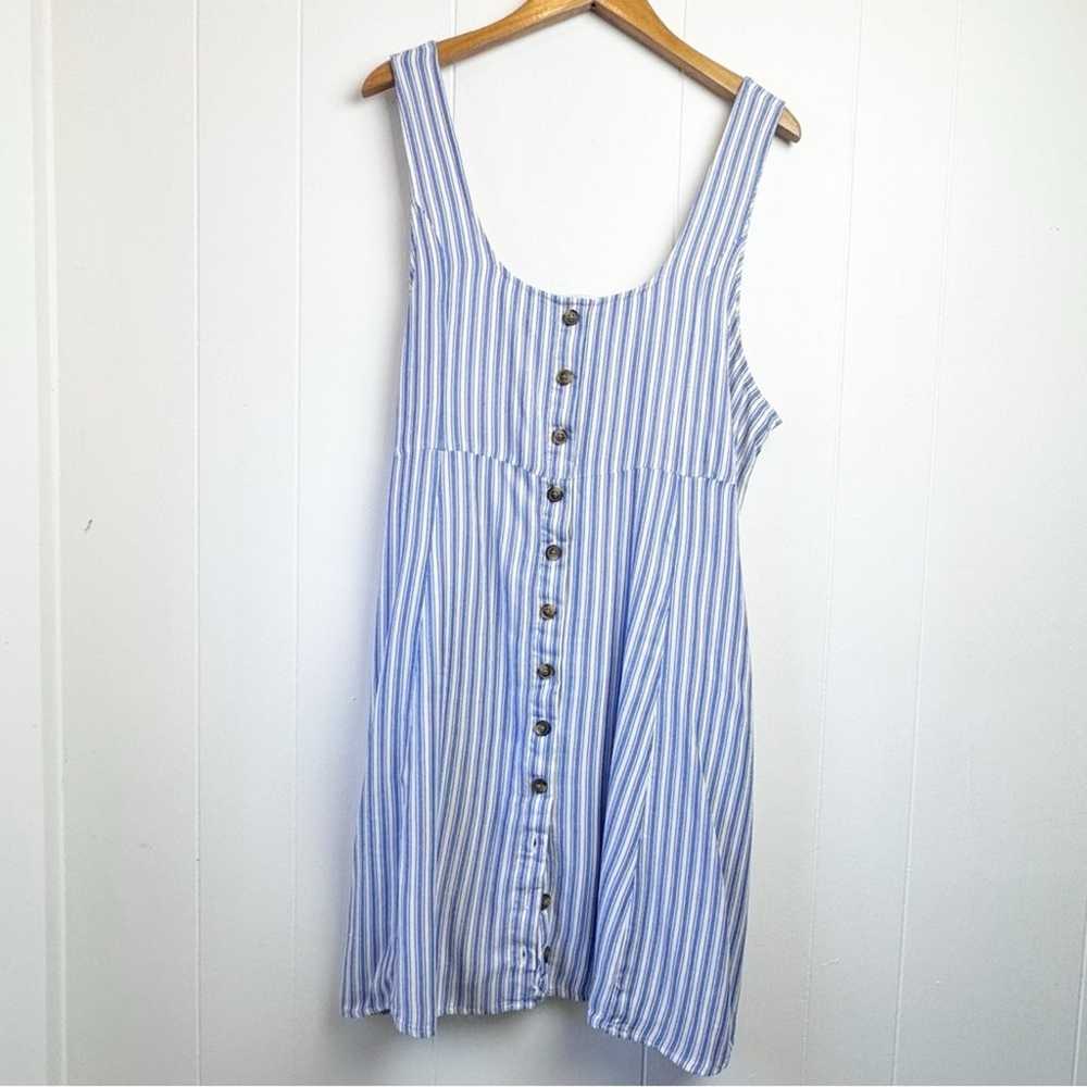 American Eagle Blue & White Striped Button Front … - image 2