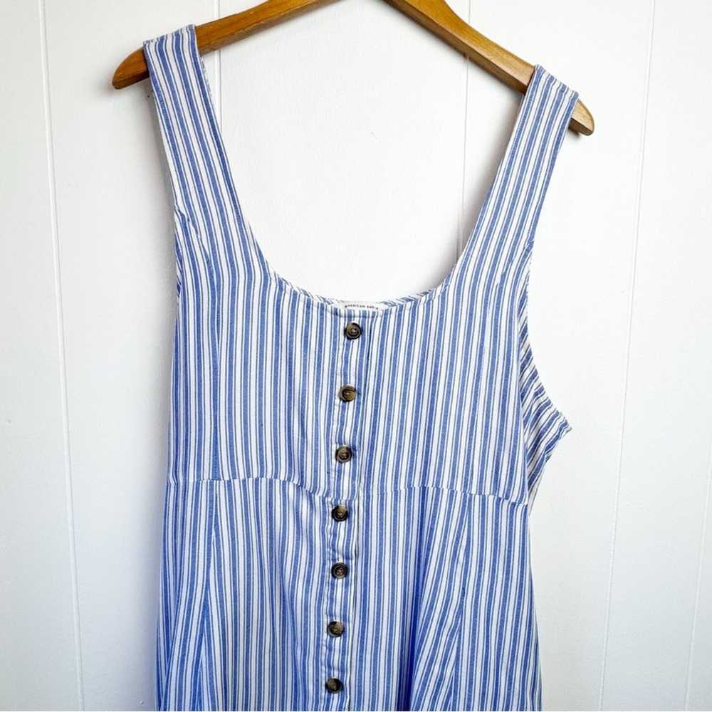 American Eagle Blue & White Striped Button Front … - image 3