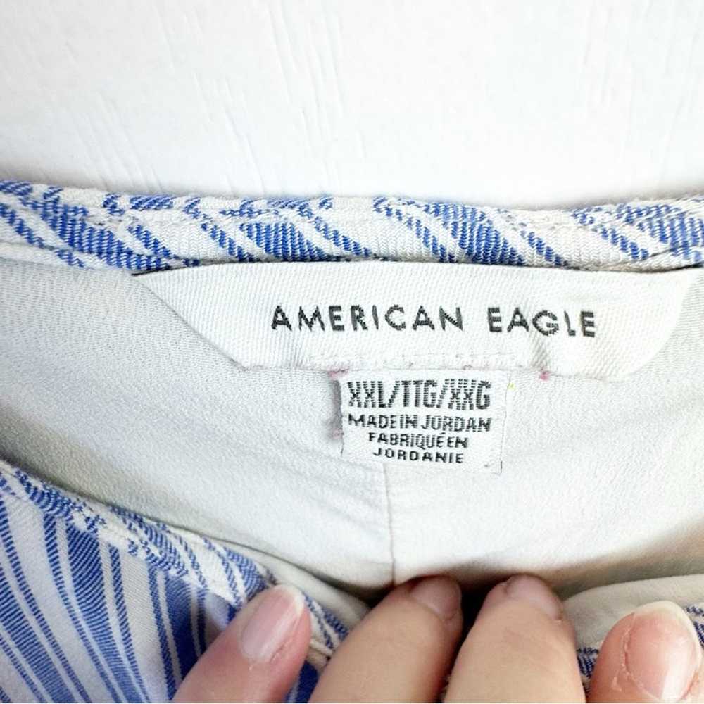 American Eagle Blue & White Striped Button Front … - image 4