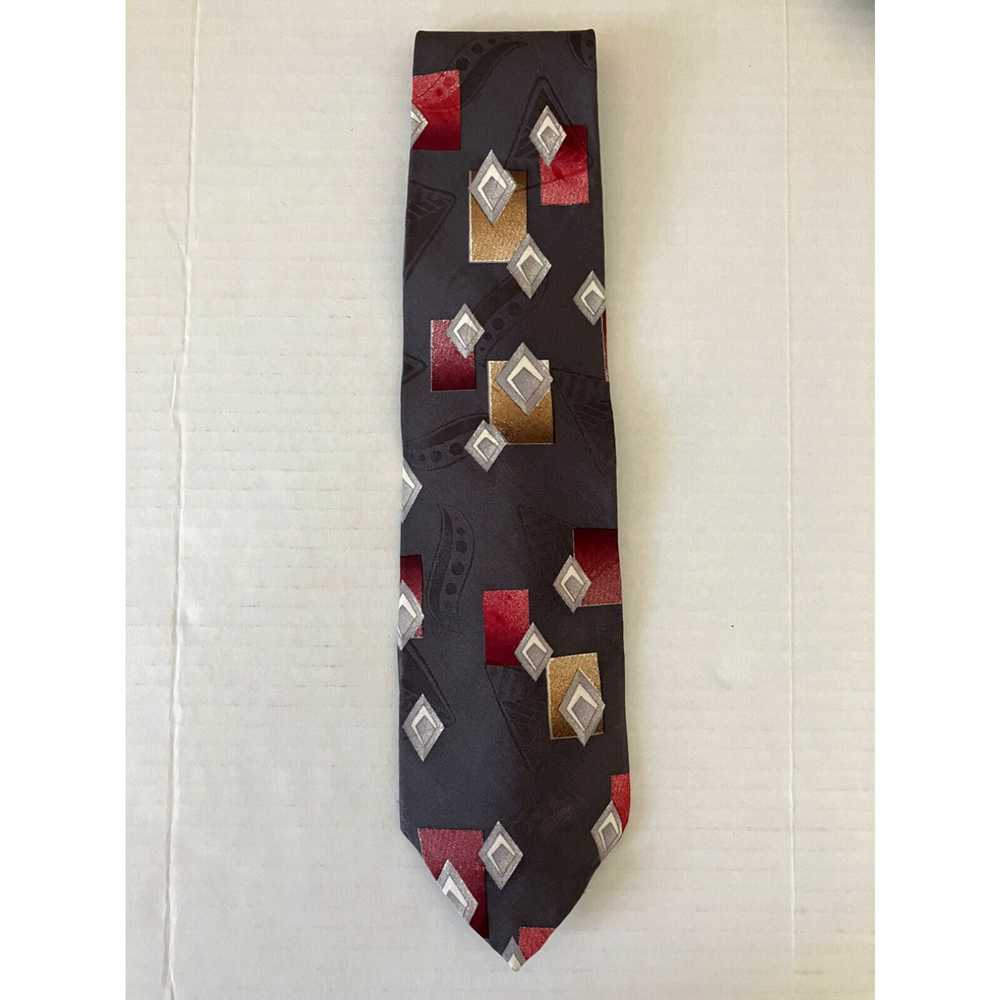 Vintage Unbranded 100% Silk Men's Necktie Tie Gra… - image 2