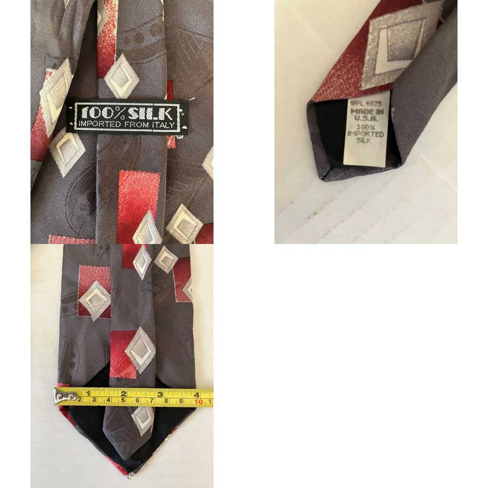 Vintage Unbranded 100% Silk Men's Necktie Tie Gra… - image 4