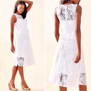 Lily Pulitzer white lace peplum midi dress