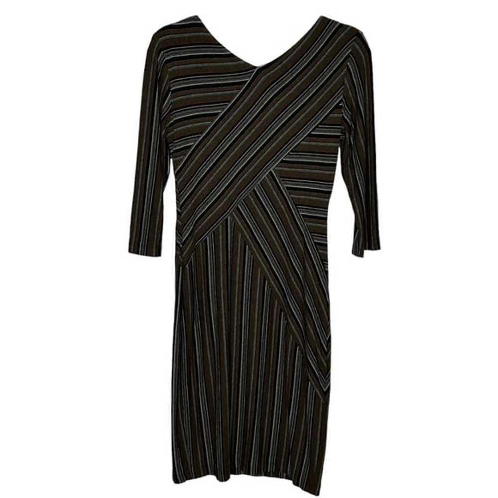 David Meister Striped Jersey Knit V-Neck Bodycon … - image 2