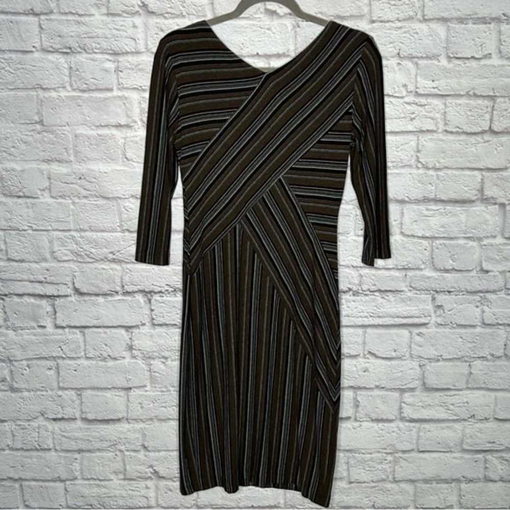 David Meister Striped Jersey Knit V-Neck Bodycon … - image 4