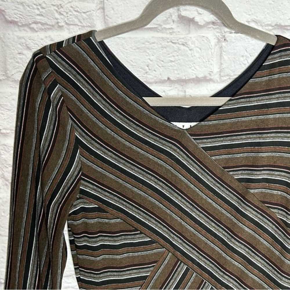 David Meister Striped Jersey Knit V-Neck Bodycon … - image 5