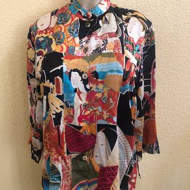 CITRON Santa Monica Multicolor good Asian Design Silk Jacket Women's Size Medium