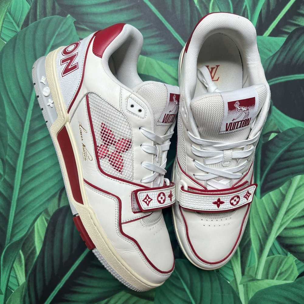 Louis Vuitton Trainer low ‘white red’ Sz- 10LV/12… - image 3