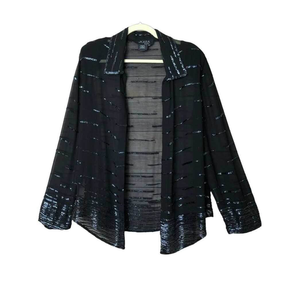 VINTAGE J Kara Sheer Black Embellished Top 14 - image 1