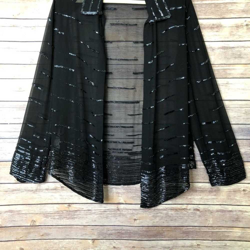 VINTAGE J Kara Sheer Black Embellished Top 14 - image 6