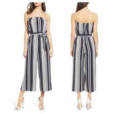 Socialite Stripe Strapless Jumpsuit Sz L - image 1